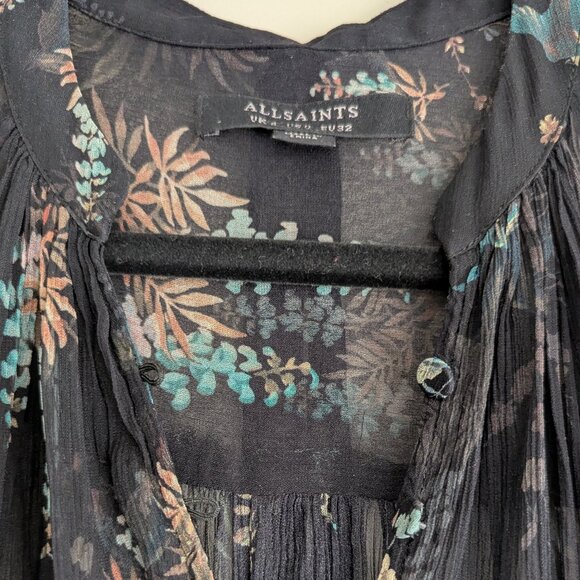 ALLSAINTS Lara Melisma Sheer Floral Print Blouse - Picture 11 of 15